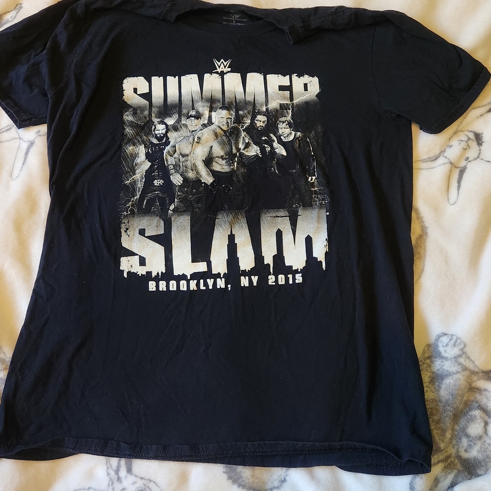 WWE Black Crewneck Tee with White Interior Print